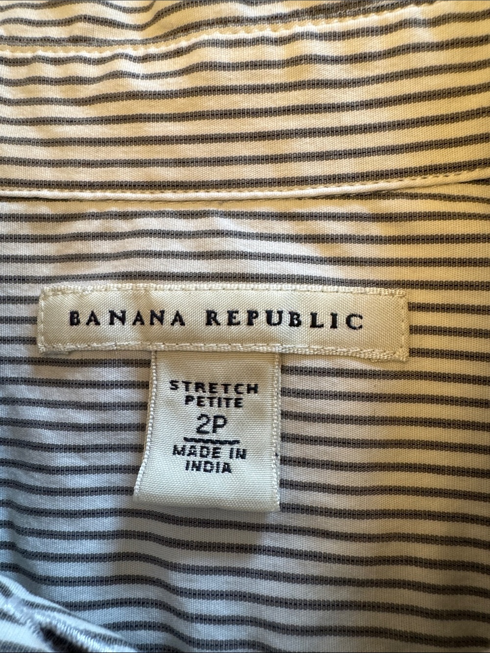 Banana Republic Women's Blue and White Striped Button-Down with Ruffle Bib - Picture 2 of 5